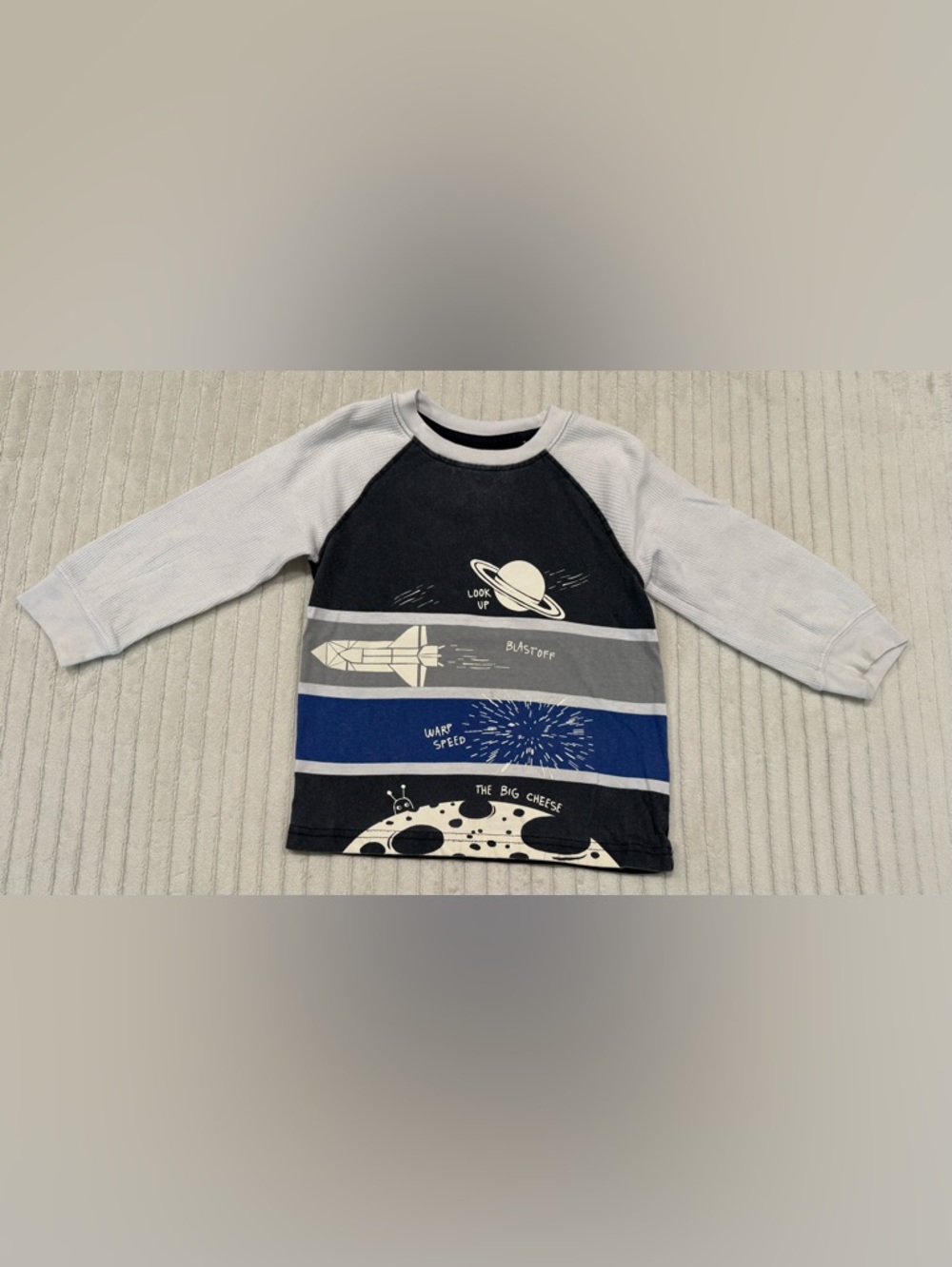 Gymboree Scenic Space Tee Long-Sleeve Kids Top - Blue, Gray & White size 2T
